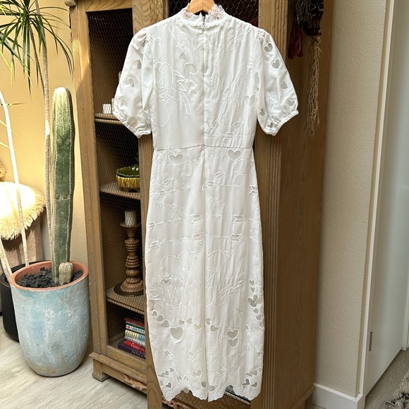 Sthela & Co White Embroidered Eyelet Lace Cut Out Short Sleeve Maxi Dress - Picture 9 of 14